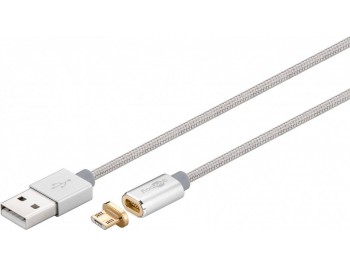 Micro USB laddnngskabel med magnetisk kontakt 1,2 meter