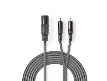 XLR-ljudkabel XLR 3-stifts hane – 2x RCA hane
