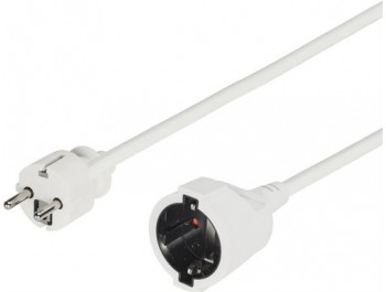 Jordad skarvsladd CEE 7/7 - CEE 7/4 (Schuko) Vit 5 meter