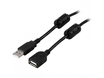 USB 2.0-kabel A hane - A hona ferritkärnor 2 m
