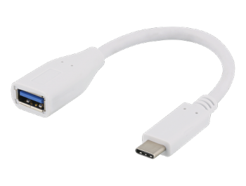 USB 3.1 adapter Gen 1 - Type C hane - Type A hona - 15cm - vit