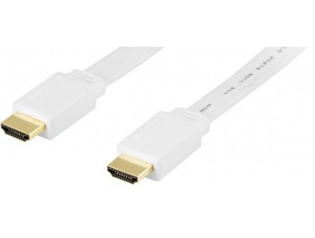 Vit HDMI-kabel Flat/Platt High Speed with Ethernet - 4K