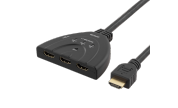 HDMI-Switch, 3 ingångar till 1 utgång, stödjer 4K i 60Hz, 0,5m kabel, 7.1 ljud, Ultra HD