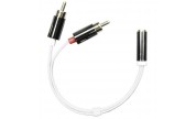 Adapter Tele 3.5mm hona - 2x RCA hane Vit