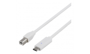 USB 2.0 kabel - Type C till Type B ha - Vit