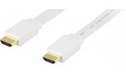 Vit HDMI-kabel Flat/Platt High Speed with Ethernet - 4K