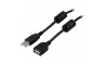 USB 2.0-kabel A hane - A hona ferritkärnor 2 m